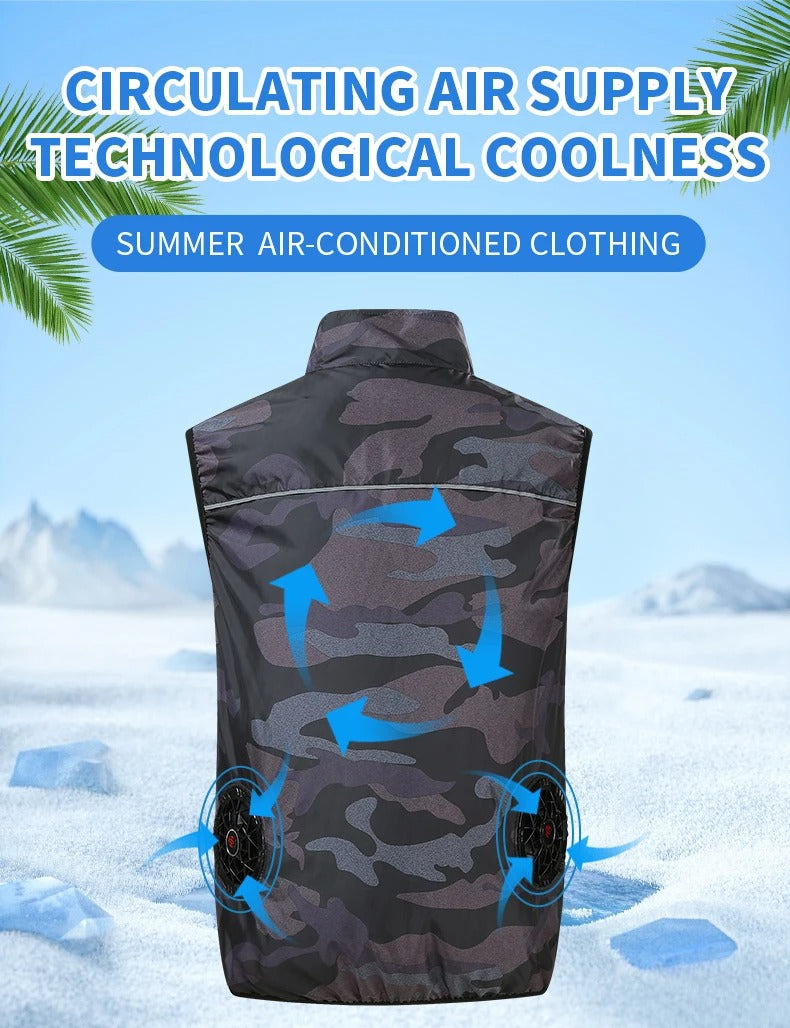 Cooling Fan Vest with 4 Fans – Breathable Summer Workwear Air Conditioning Vest for Outdoor Work, Hiking & Construction