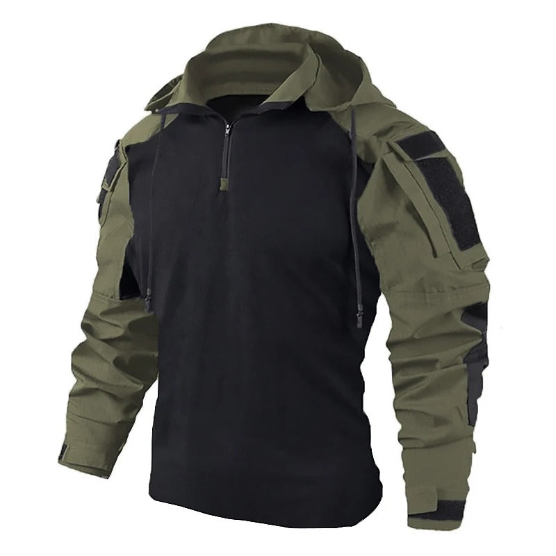 Hooded Tactical Combat Shirt – Long Sleeve Camouflage Outdoor Performance Top