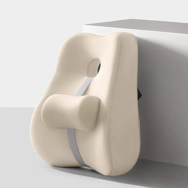 Memory Foam Lumbar Support Cushion – Ergonomic Back Pillow for Chair, Car & Sofa