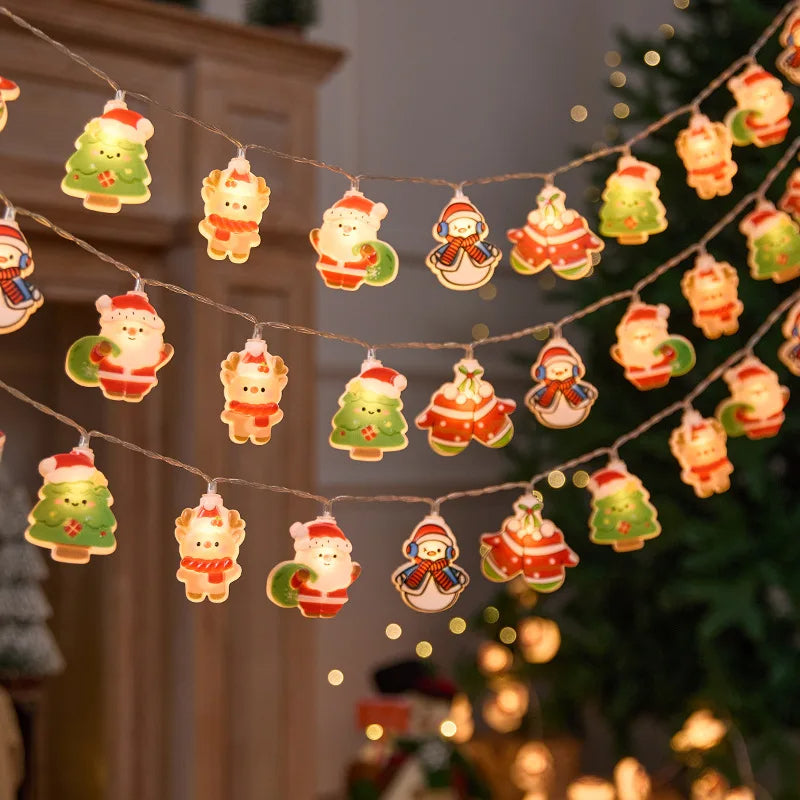 3M 20LED Christmas String Lights | Santa Claus & Snowman Garland | USB/Battery-Operated LED Holiday Decoration for Indoor & Outdoor