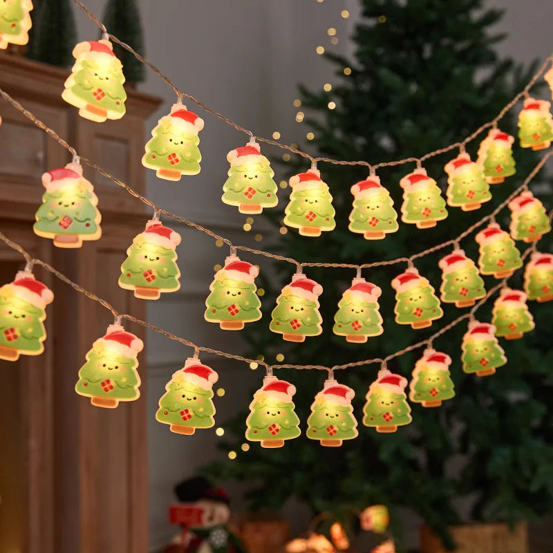3M 20LED Christmas String Lights | Santa Claus & Snowman Garland | USB/Battery-Operated LED Holiday Decoration for Indoor & Outdoor