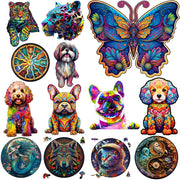 Set 2 Unique Wooden Animal Jigsaw Puzzle, Animal Shape, Wooden Jigsaw Puzzle, Mindfulness & Educational Animals Game for All Ages, Unique Sustainable, Wildlife Gift, Christmas gift Idea C174