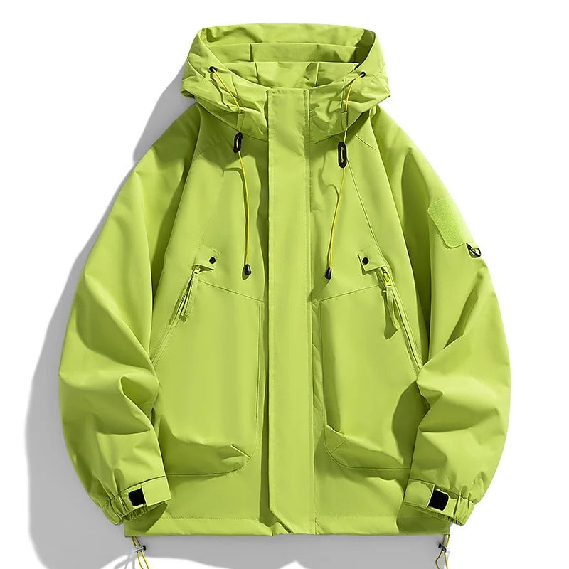 Men's Hooded Windbreaker Jacket – Lightweight Waterproof Zipper Outdoor Cargo Coat