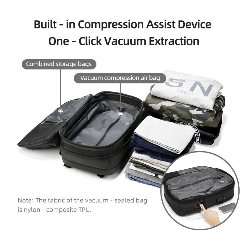 Vacuum Compression Travel Backpack – Expandable Waterproof Laptop Backpack for Business & Outdoor Travel