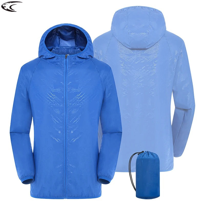 Unisex Waterproof Hiking Jacket – Lightweight Quick-Dry Hooded Windbreaker with UV Protection