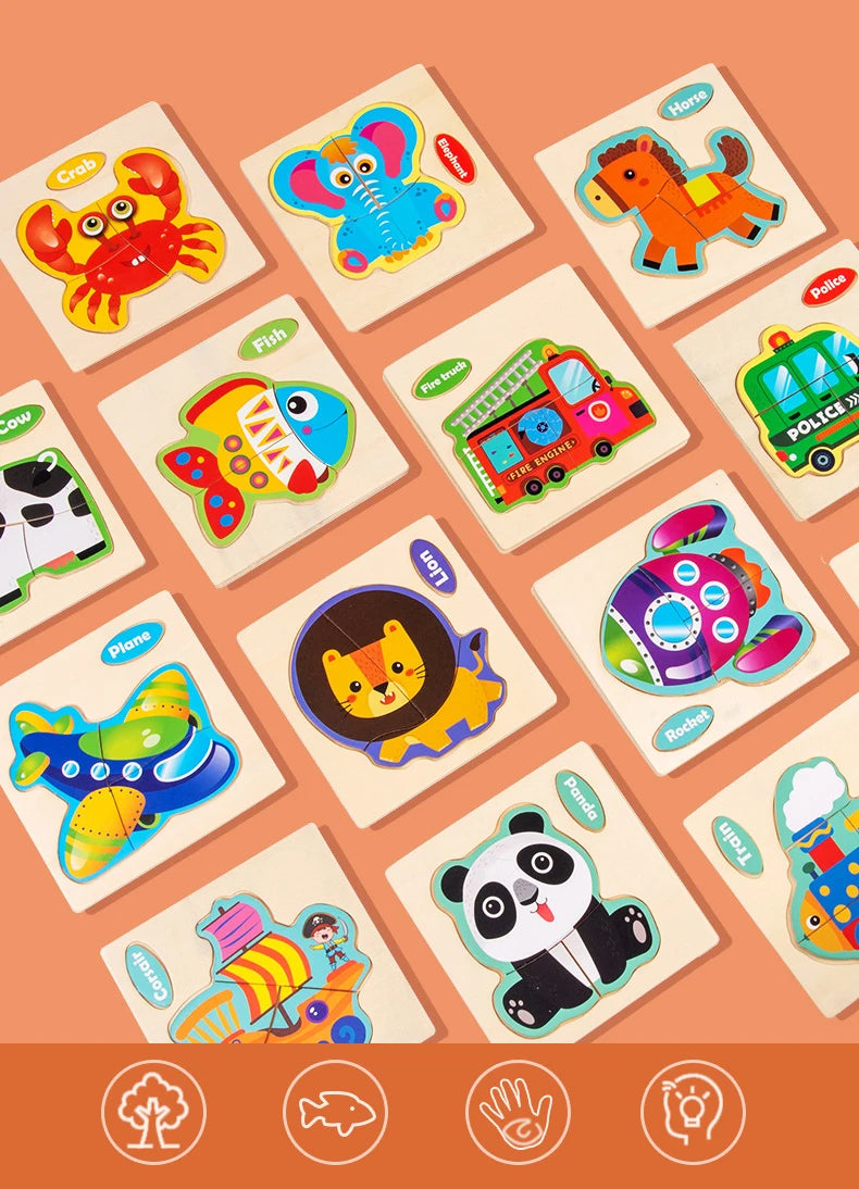 Set 2 Montessori Animals Puzzle Board, Cartoon Animal Traffic Intelligence, Laser Cut for Educational Wooden Toy, Wooden Animals Puzzle Laser Cut, Wooden Animals Set, Shape sorter toy, Toddler gift, Kids Christmas gift C151