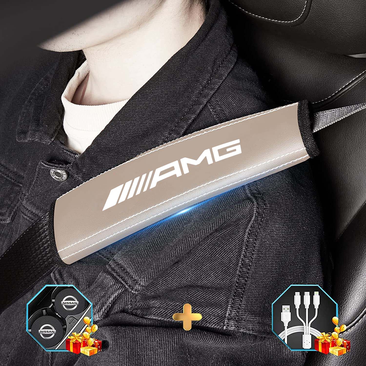 Car Seat Belt Covers (2PCS), Custom Fit For Your Cars, Microfiber Leather Seat Belt Shoulder Pads for More Comfortable Driving, Car Accessories RA13994
