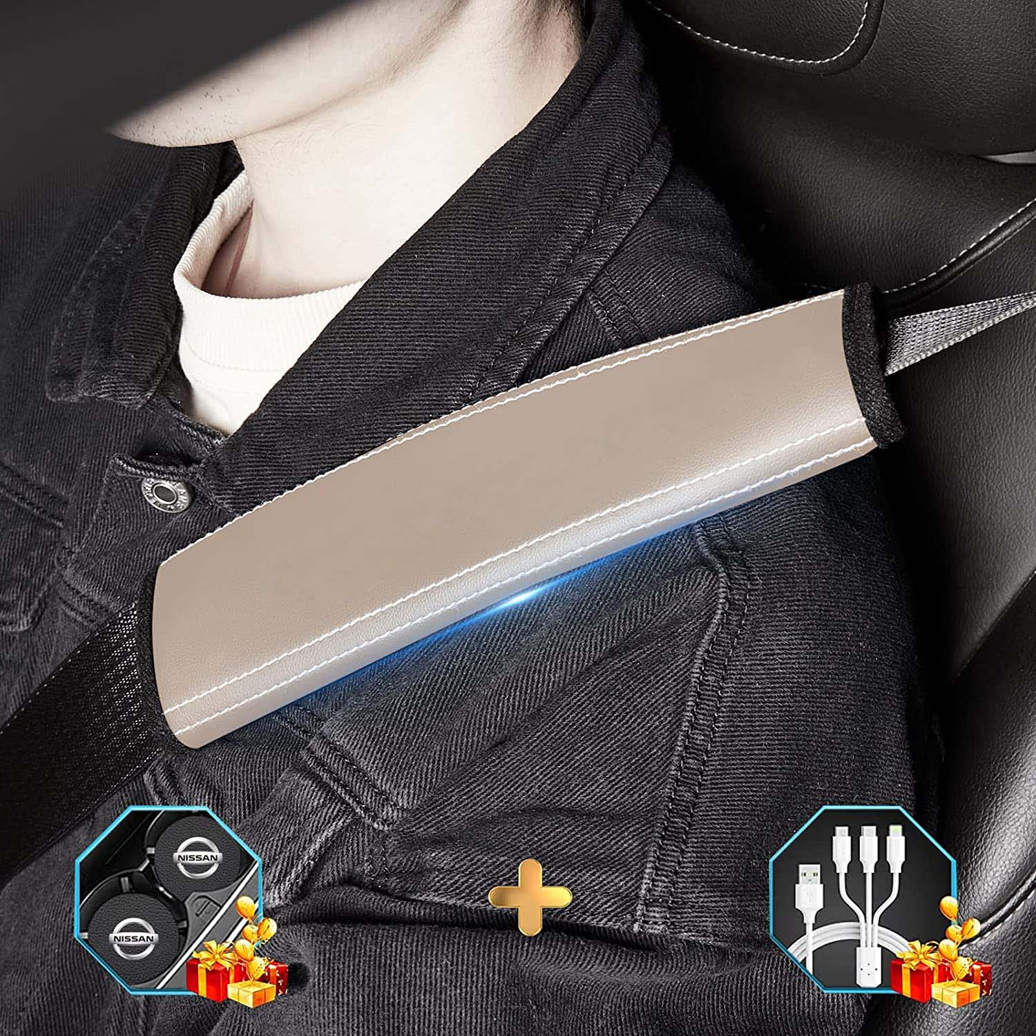 Car Seat Belt Covers (2PCS), Custom Fit For Your Cars, Microfiber Leather Seat Belt Shoulder Pads for More Comfortable Driving, Car Accessories LR13994
