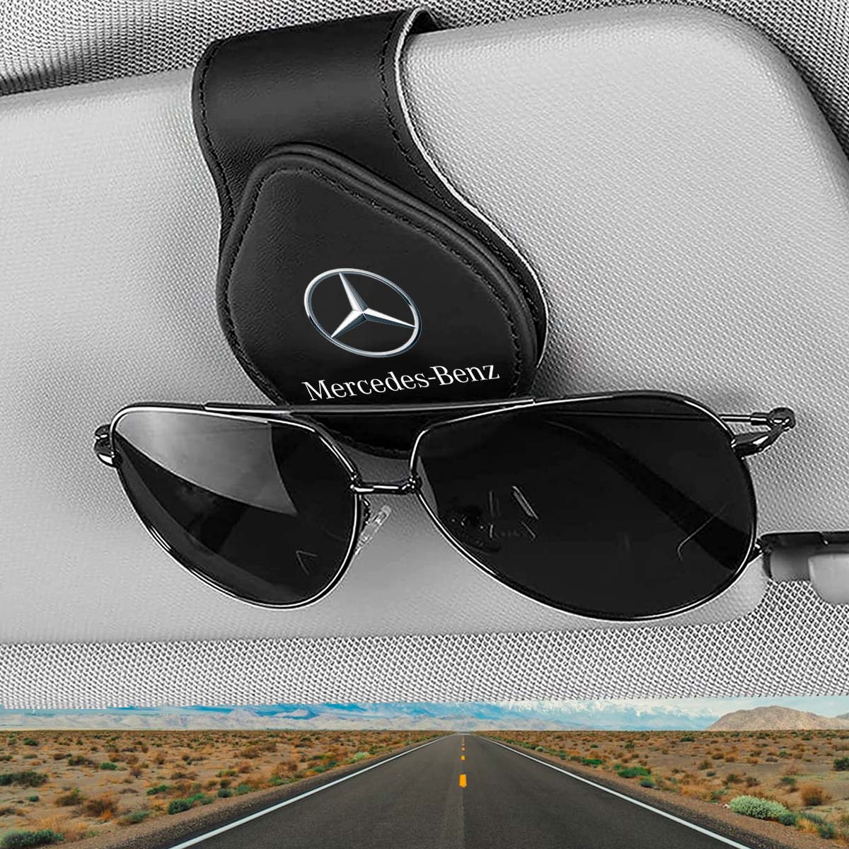 Car Sunglasses Holder, Custom Logo For Your Cars, Magnetic Leather Glasses Frame 2023 Update MB13995