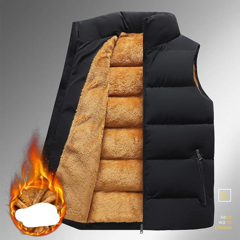 Men's Puffer Vest Warm Sleeveless Winter Jackets Waterproof Zipper Coats With Stand-Up Collar Casual Lightweight Outerwear For Cold Weather C2