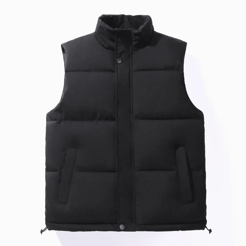 New Winter Men’s Vest – Down Cotton Undershirt with Stand-Up Collar and Horse Clip, Plus Size Available C32