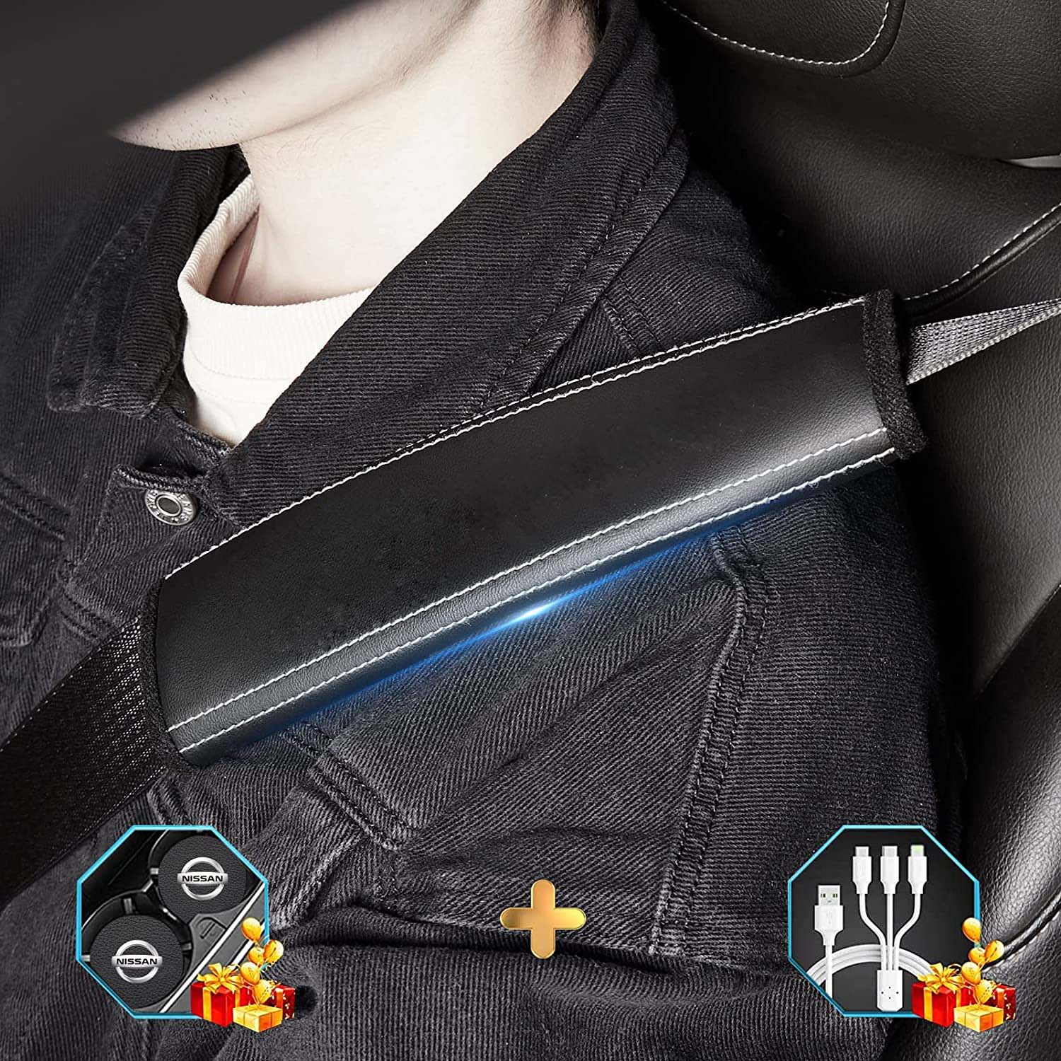 Car Seat Belt Covers (2PCS), Custom Fit For Your Cars, Microfiber Leather Seat Belt Shoulder Pads for More Comfortable Driving, Car Accessories LR13994