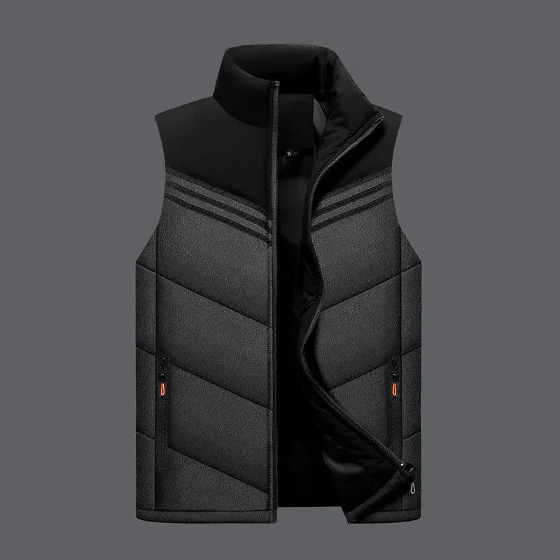 Stand Collar Men’s Vest – Fashionable Contrast Colors Casual Outerwear for Autumn Winter 2024 C24