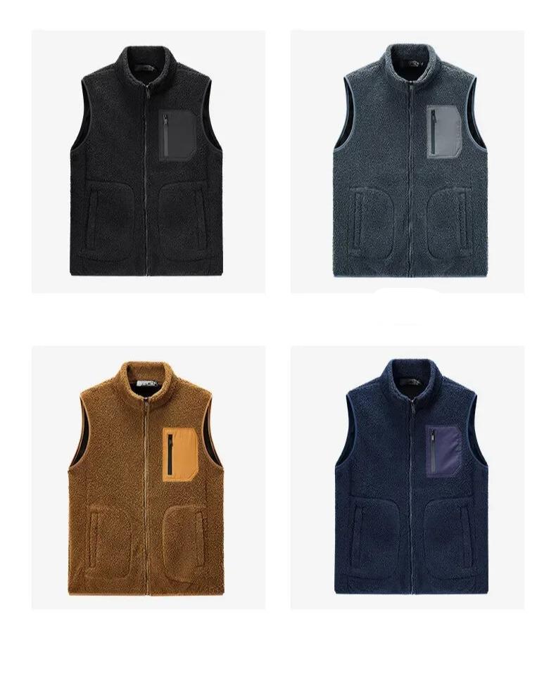 Warm Winter Fleece Vest for Men – Heated, Multi-Pocket Casual Waistcoat for Cycling, Plus Size Options C5