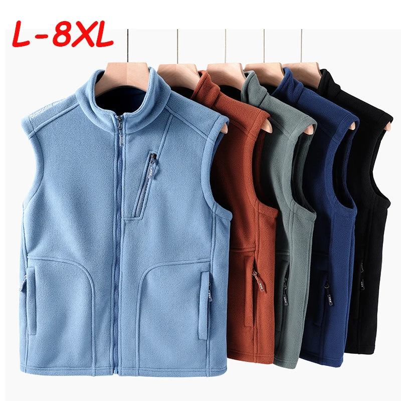 Warm Winter Fleece Vest for Men – Heated, Multi-Pocket Casual Waistcoat for Cycling, Plus Size Options C22