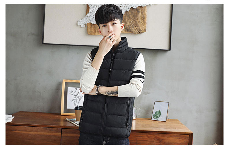 Men's Puffer Vest Warm Sleeveless Winter Jackets Waterproof Zipper Coats With Stand-Up Collar Casual Lightweight Outerwear For Cold Weather C29
