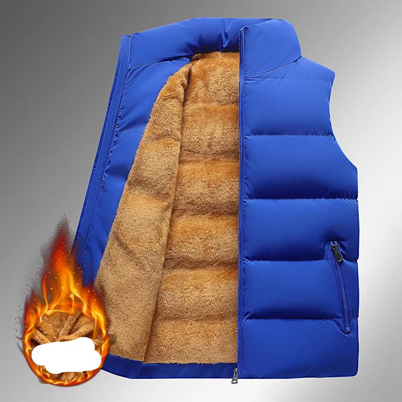 Men's Puffer Vest Warm Sleeveless Winter Jackets Waterproof Zipper Coats With Stand-Up Collar Casual Lightweight Outerwear For Cold Weather C2