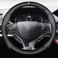 Thumbnail for Custom  Car Steering Wheel Cover, Custom Fit For Your Cars, Leather Nonslip 3D Carbon Fiber Texture Sport Style Wheel Cover for Women, Interior Modification for All Car Accessories KX18992