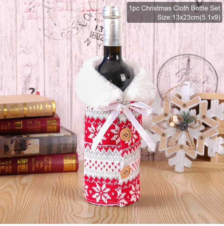 Christmas Wine Bottle Cover – Merry Christmas Decorations for Home, Xmas Gift, Navidad Noel Natal Ornaments 2025