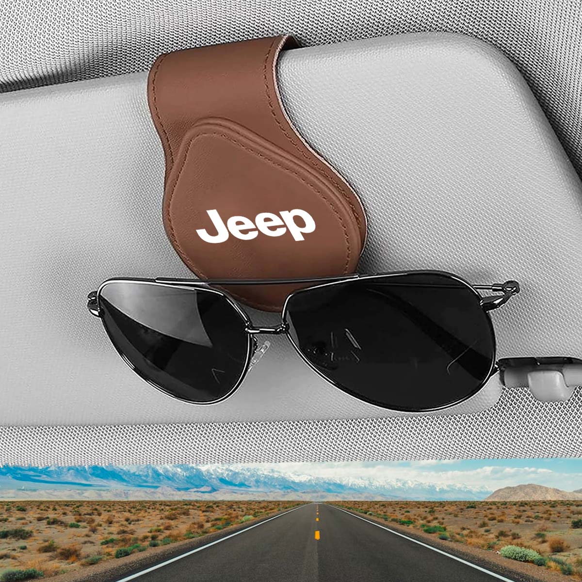 Car Sunglasses Holder, Custom Logo For Your Cars, Magnetic Leather Glasses Frame 2023 Update JE13995