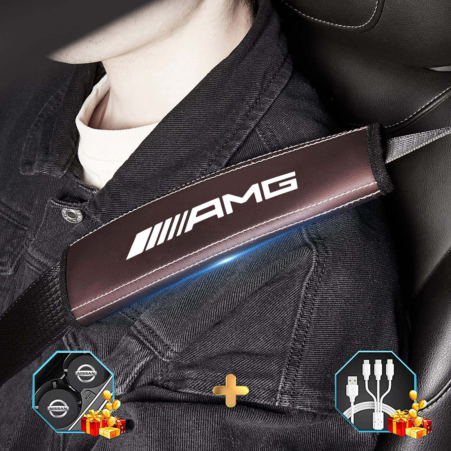 Car Seat Belt Covers (2PCS), Custom Fit For Your Cars, Microfiber Leather Seat Belt Shoulder Pads for More Comfortable Driving, Car Accessories RA13994