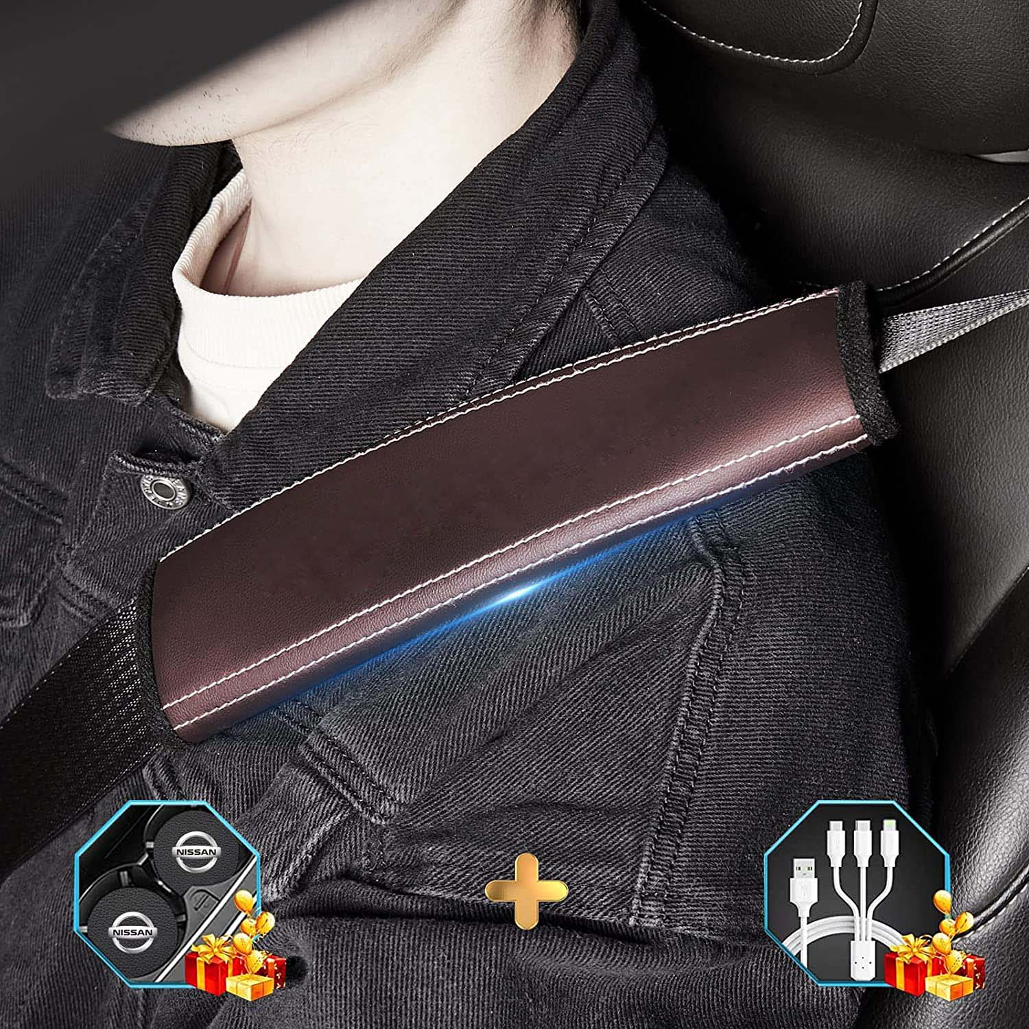 Car Seat Belt Covers (2PCS), Custom Fit For Your Cars, Microfiber Leather Seat Belt Shoulder Pads for More Comfortable Driving, Car Accessories LR13994