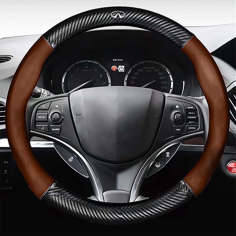 Custom  Car Steering Wheel Cover, Custom Fit For Your Cars, Leather Nonslip 3D Carbon Fiber Texture Sport Style Wheel Cover for Women, Interior Modification for All Car Accessories IN18992