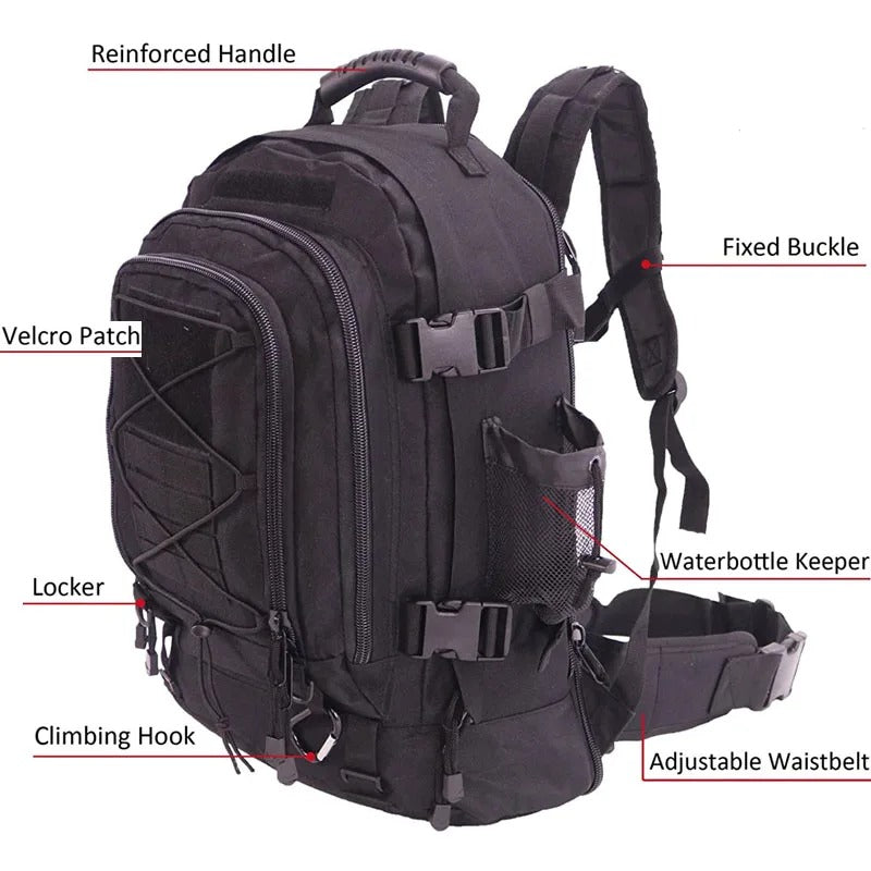 60L Tactical Backpack – Waterproof Molle Hiking & Camping Rucksack