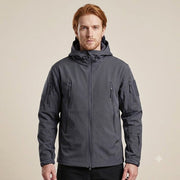Men's Winter Softshell Fleece Hooded Jacket – Windproof Outdoor Hiking & Camping Coat