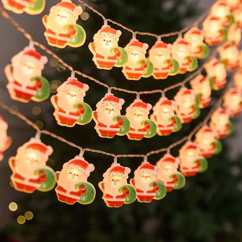 3M 20LED Christmas String Lights | Santa Claus & Snowman Garland | USB/Battery-Operated LED Holiday Decoration for Indoor & Outdoor