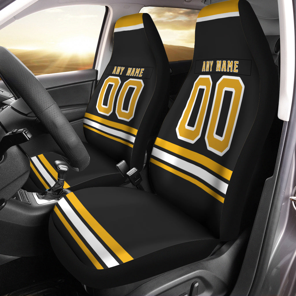 Custom Car Seat Covers Boston Jersey Personalized Ice Hockey Car Seat Covers for Boys Girls Men Women