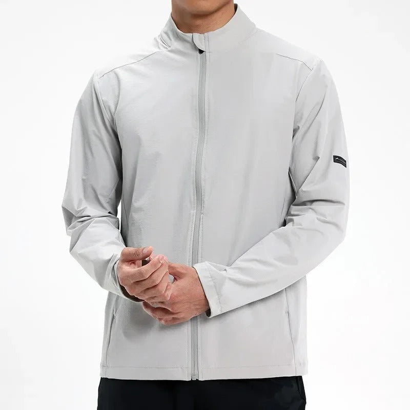 Men's Lightweight Outdoor Sports Jacket – Stand Collar Windproof Running & Hiking Coat