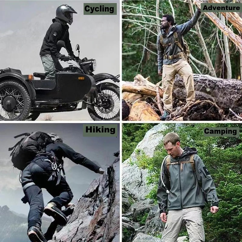 Men's Winter Softshell Fleece Hooded Jacket – Windproof Outdoor Hiking & Camping Coat