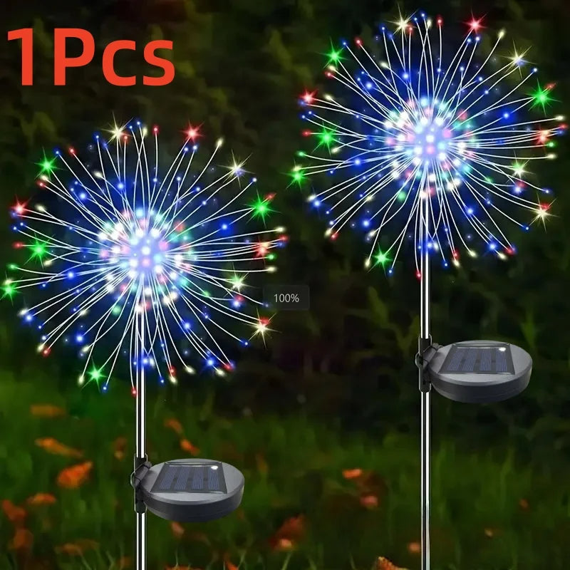 Solar Garden Lights Firework LEDs Outdoor, IP65 Waterproof, 8 Lighting Modes, Solar Fairy Lights for Garden, Yard, Lawn, Christmas, Wedding Decoration