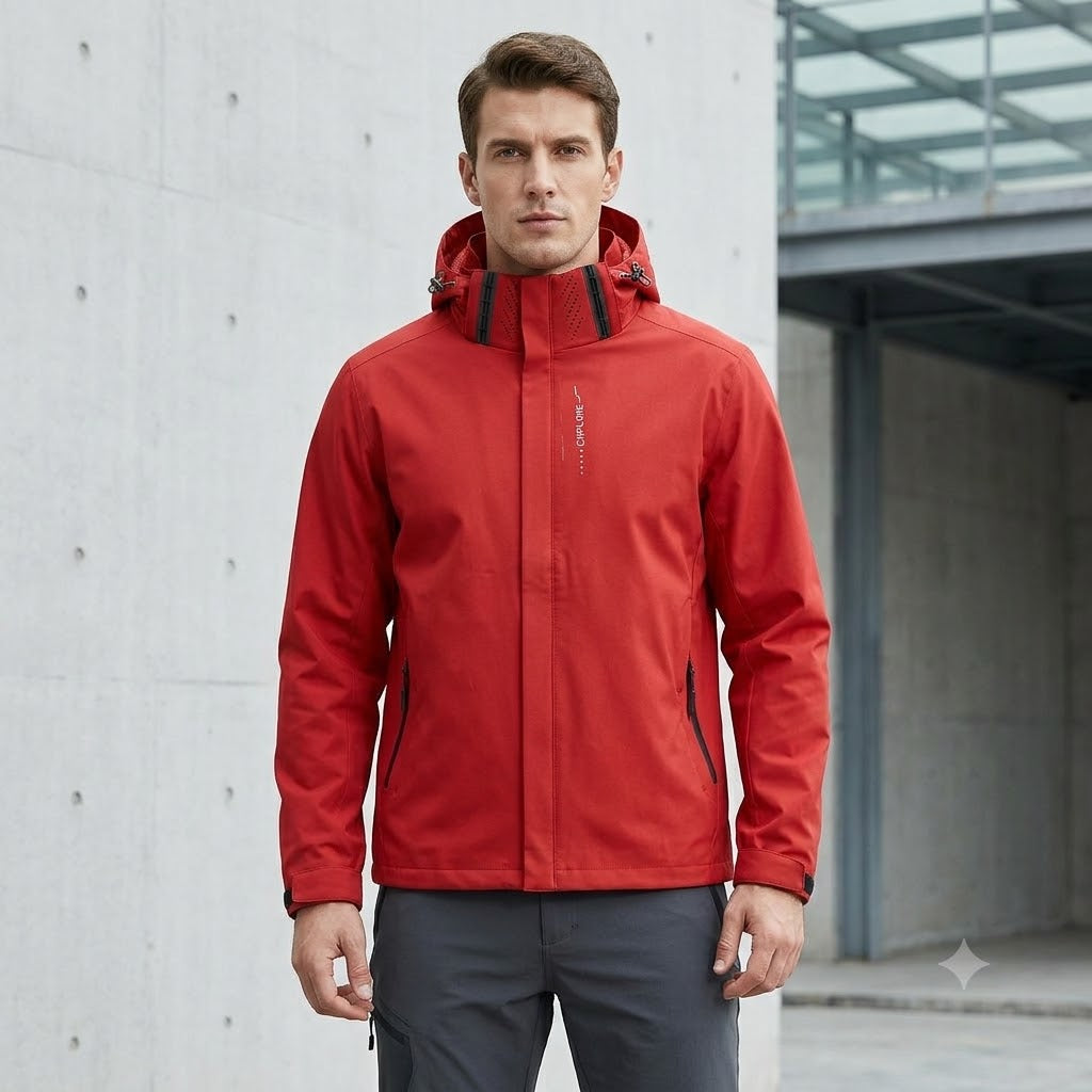 Men's Waterproof Outdoor Jacket – Lightweight Windproof Hooded Coat for Hiking, Cycling & Everyday Wear