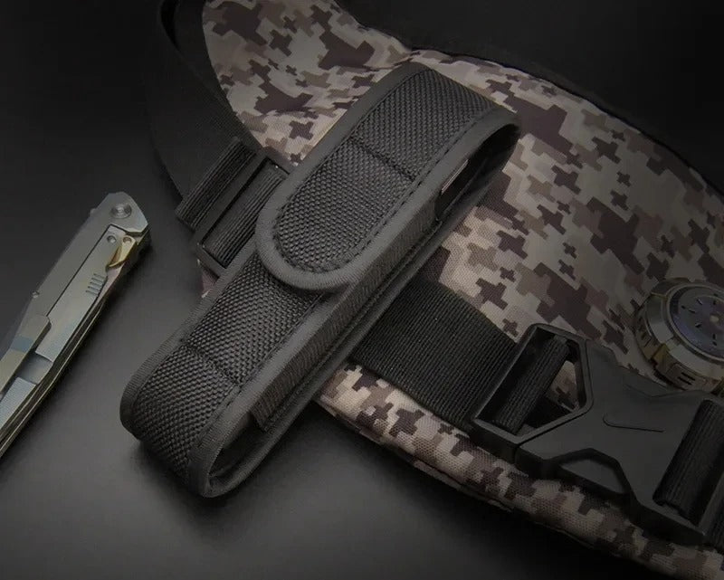 Tactical Flashlight Pouch LED Torch Holster Belt Waist Pack Tools Carry Case Outdoor Camping Hunting Knife Bag - Delicate Leather