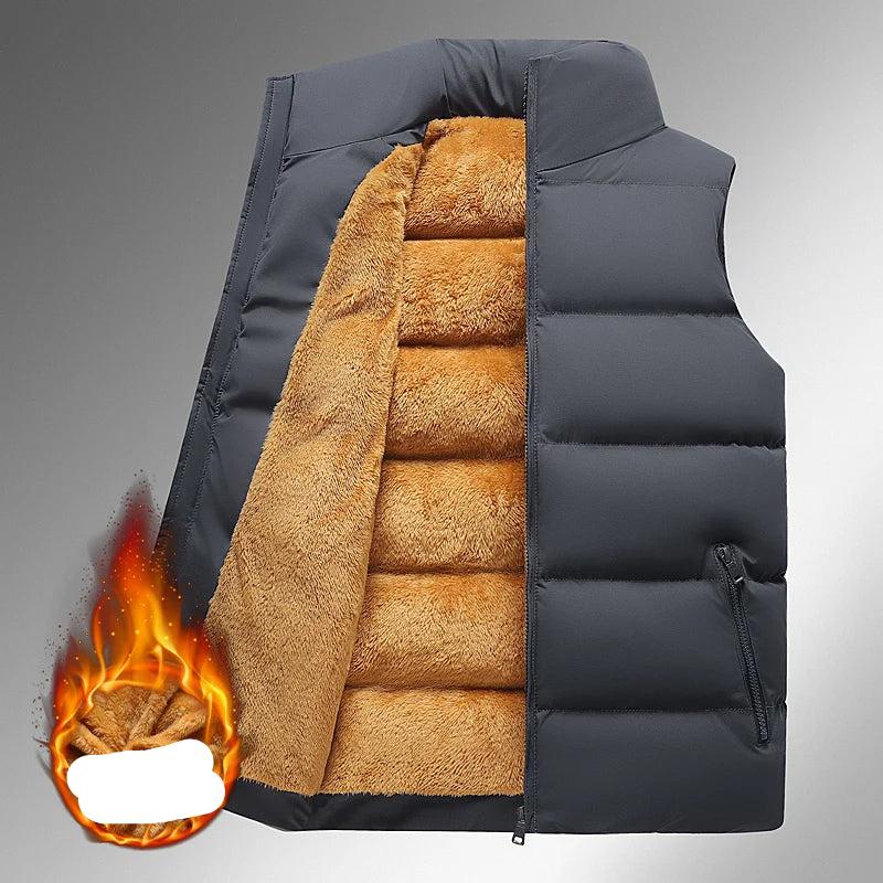 Men's Puffer Vest Warm Sleeveless Winter Jackets Waterproof Zipper Coats With Stand-Up Collar Casual Lightweight Outerwear For Cold Weather C2