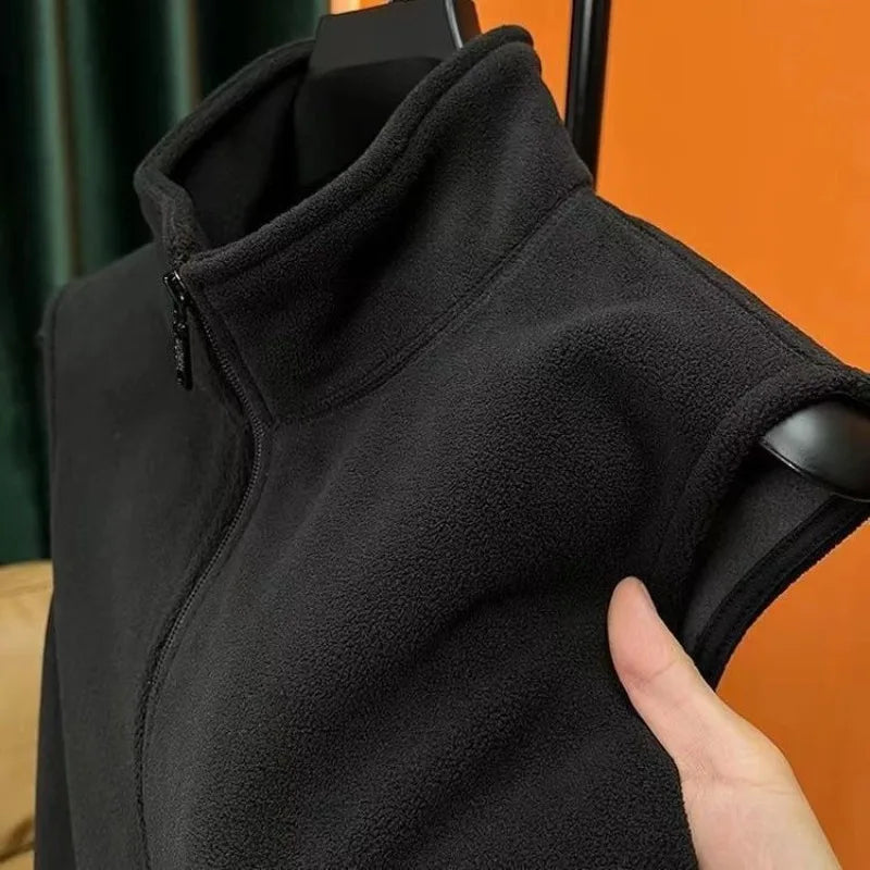 2024 Men’s Polar Fleece Vest – Windproof, Warm, Double-Sided Sleeveless Jacket for Outdoor Casual Wear C4