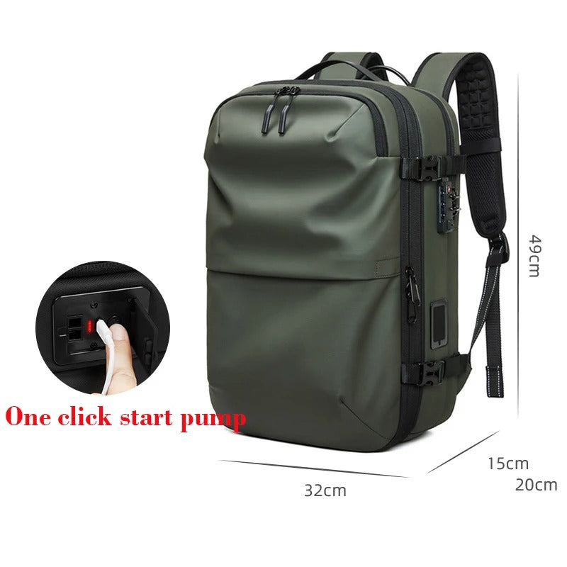 Vacuum Compression Travel Backpack – Expandable Waterproof Laptop Backpack for Business & Outdoor Travel