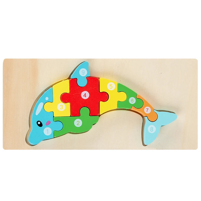 Animal Wooden Puzzles for Toddlers, Colors and Counting Building Toys and Toddler Games, Montessori Toys Wood Blocks, Toddler gift, Kids Christmas gift C149