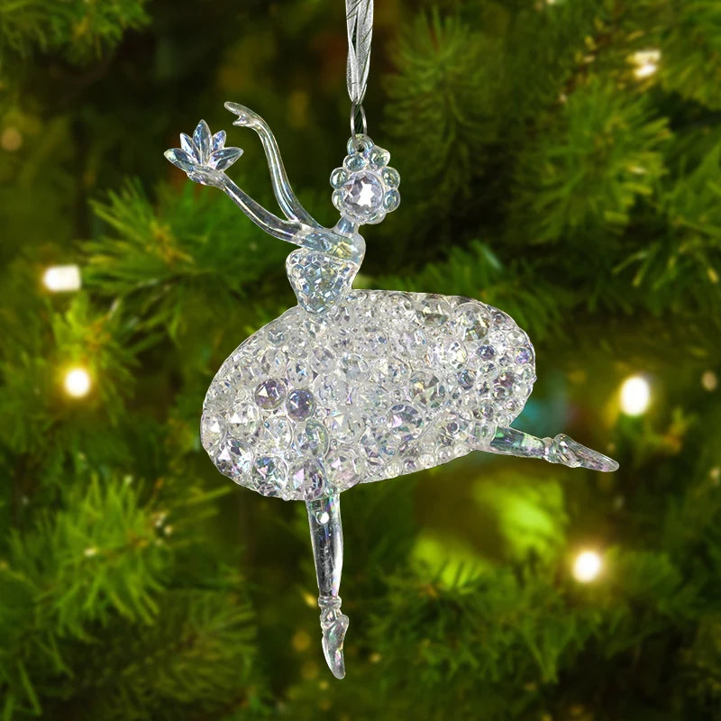 Xmas Tree Transparent Snowflake Hanging Ornaments – Acrylic Pendant Christmas Decoration for Home 2025 Navidad Gifts New Year 2026