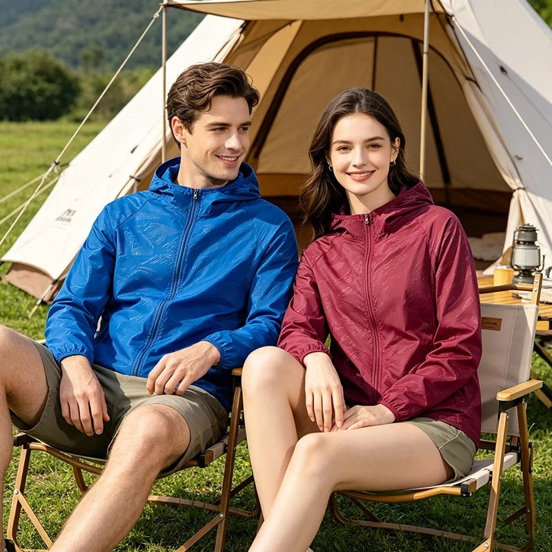 Unisex Waterproof Hiking Jacket – Lightweight Quick-Dry Hooded Windbreaker with UV Protection