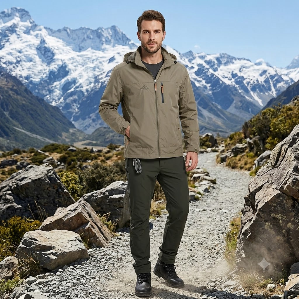 Men's Waterproof Tactical Windbreaker Jacket – Hooded Outdoor Hiking & Climbing Coat