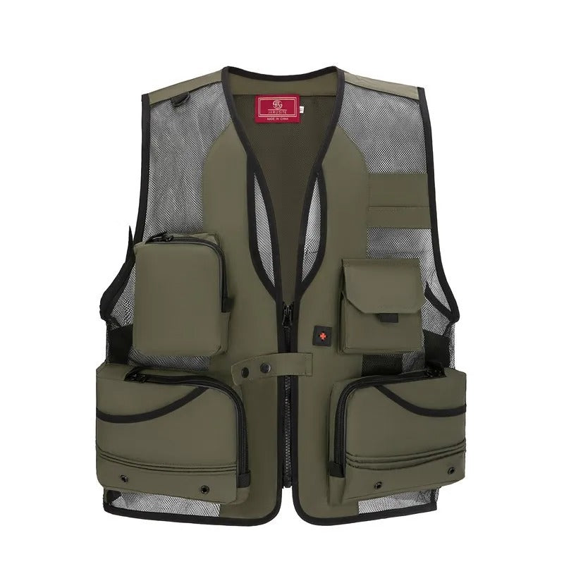 Men's Multi-Pocket Fishing Vest – Lightweight Breathable Mesh Outdoor Utility Vest