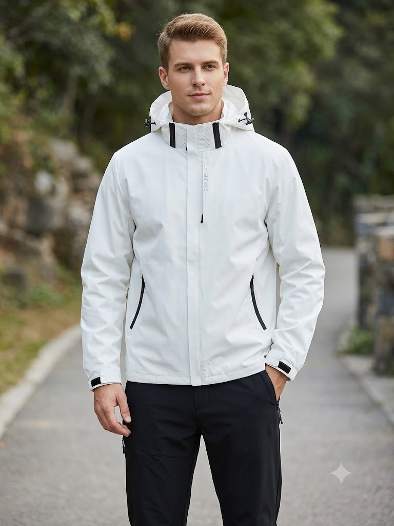 Men's Lightweight Waterproof Rain Jacket – Hooded Windproof Outdoor Hiking Jacket