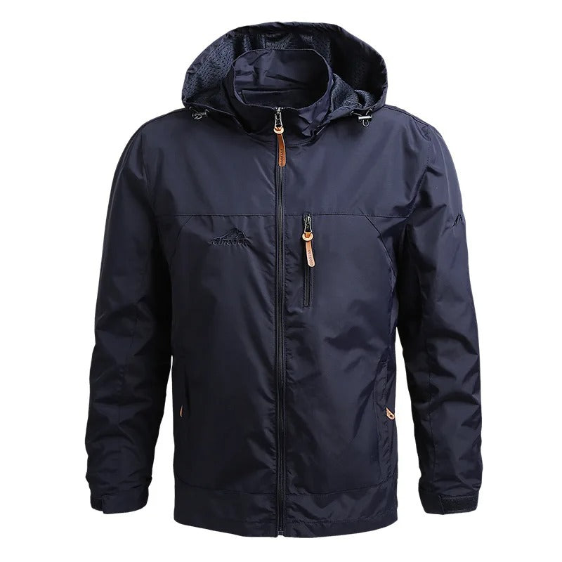 Men's Waterproof Tactical Windbreaker Jacket – Hooded Outdoor Hiking & Climbing Coat