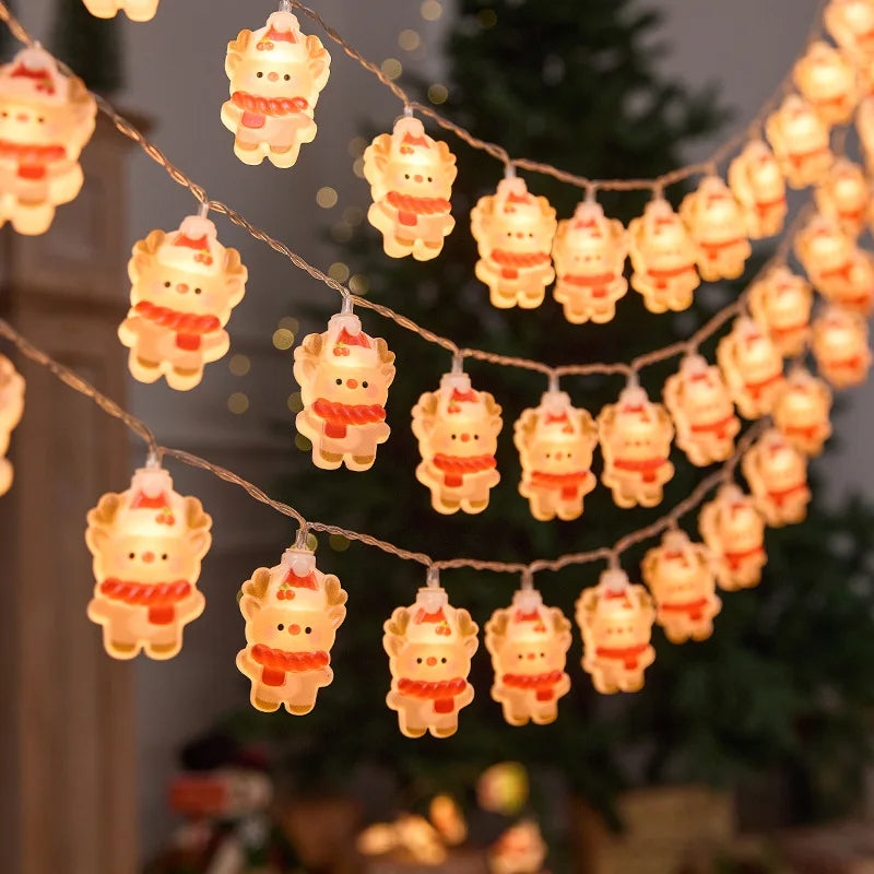 3M 20LED Christmas String Lights | Santa Claus & Snowman Garland | USB/Battery-Operated LED Holiday Decoration for Indoor & Outdoor