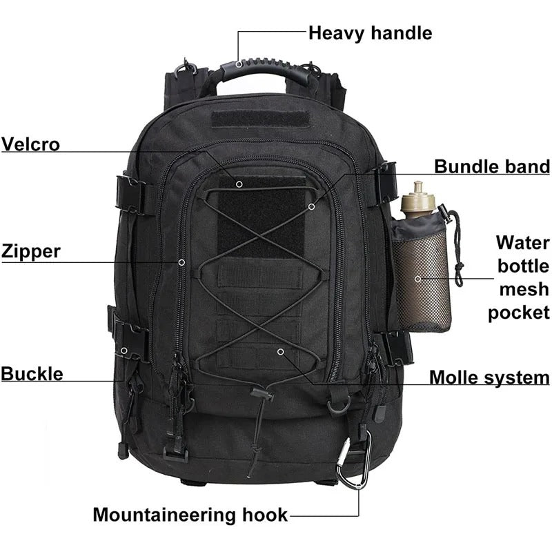 60L Tactical Backpack – Waterproof Molle Hiking & Camping Rucksack