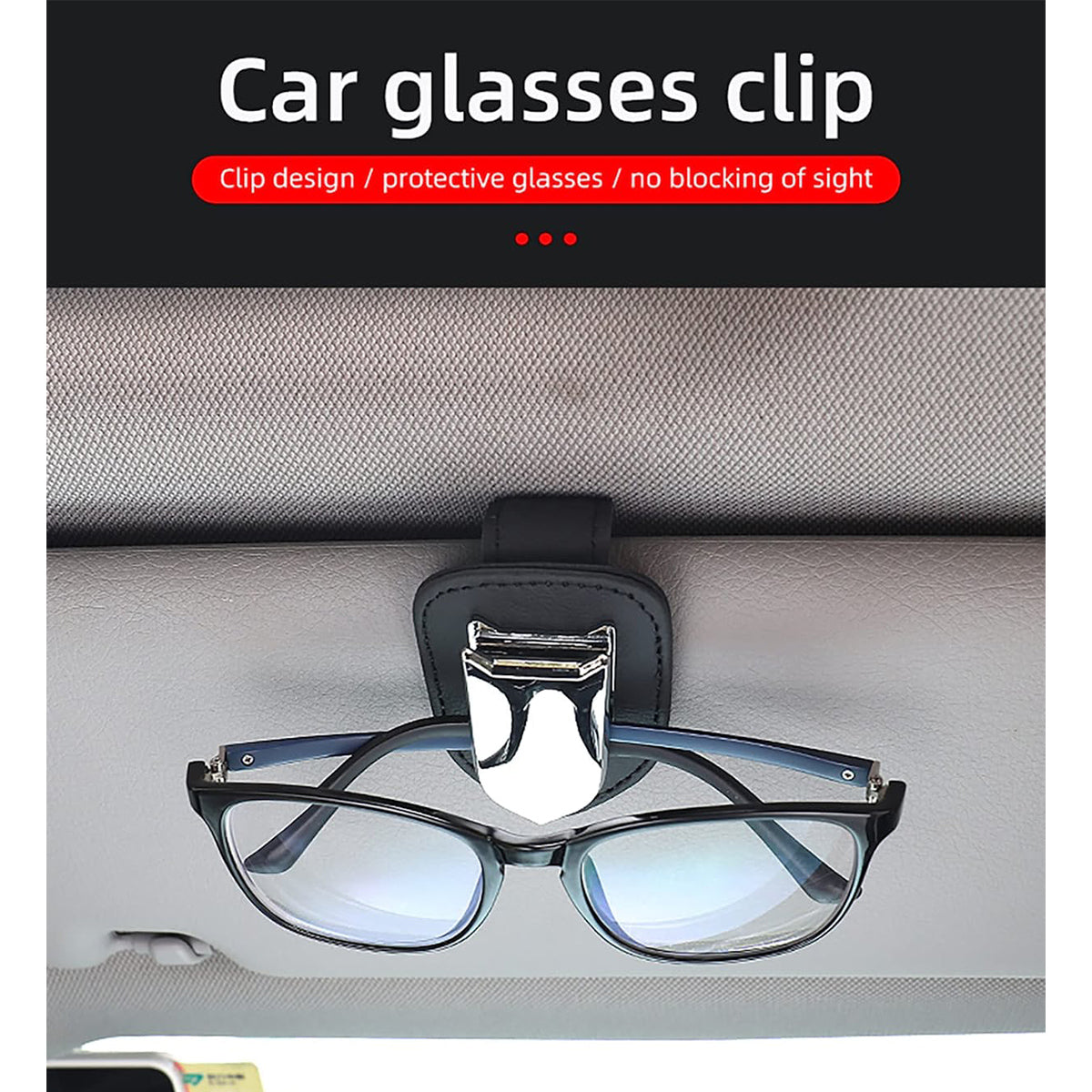 Glasses Holder Universal Car Visor Sunglasses Holder Clip Leather Eyeglasses Hanger and Ticket Card Clip Eyeglasses Mount