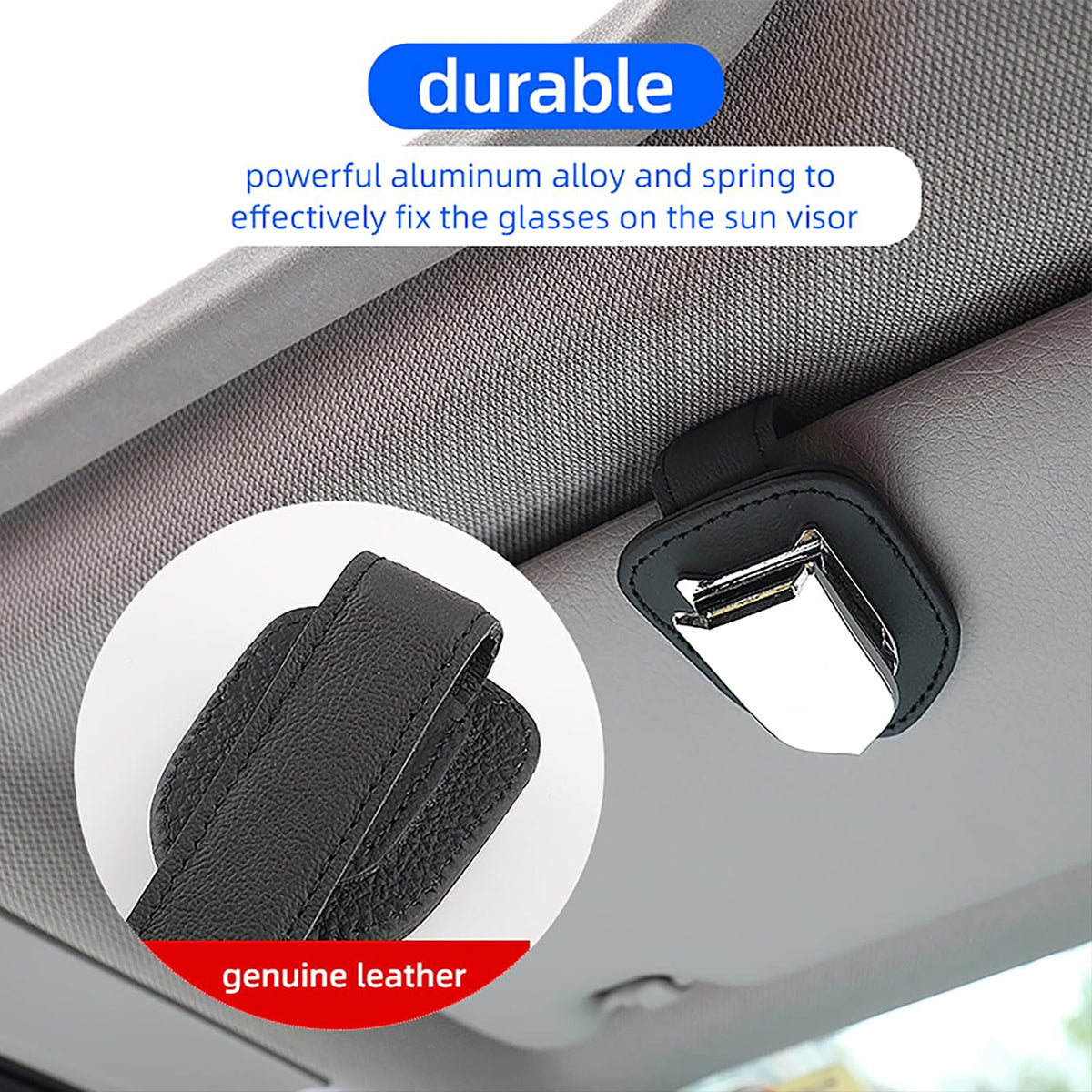 Glasses Holder Universal Car Visor Sunglasses Holder Clip Leather Eyeglasses Hanger and Ticket Card Clip Eyeglasses Mount